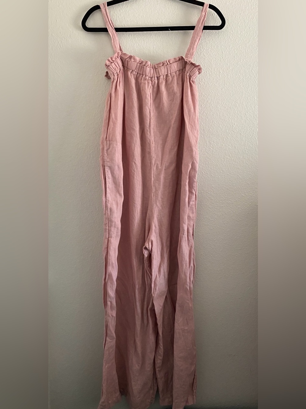 Velvet By Graham Spencer Jumpsuit Emmie Overalls Wide Leg Linen Pink XS